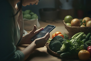 Woman making order of fresh grocery, a Food & Drink Photo by Virgo Studio