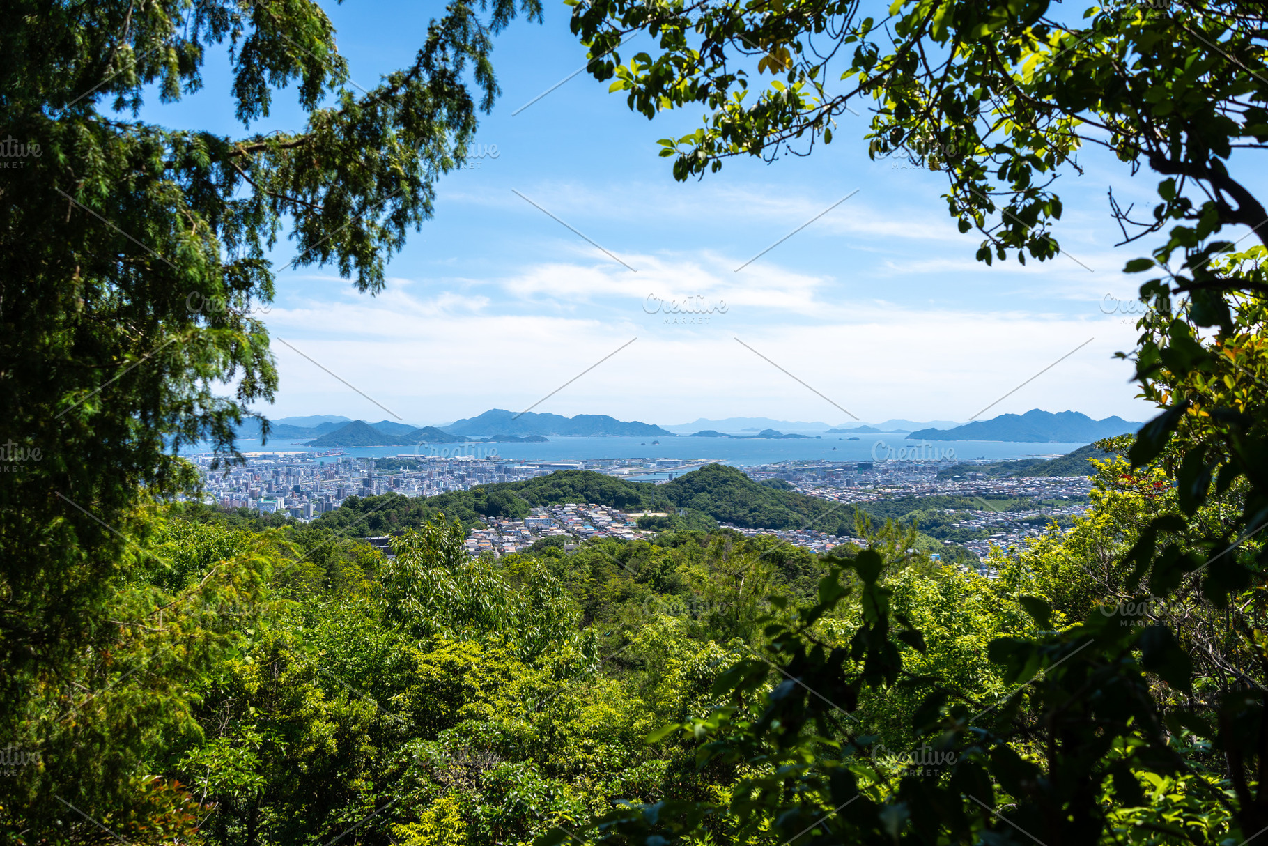 View of Hiroshima bay and city from Mount Mitaki summit, a Nature Photo by GoodGoods