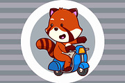 Cute Red Panda Riding A Scooter, an Animal Illustration by Artstorystudio (Thumbnail 3 of 3)