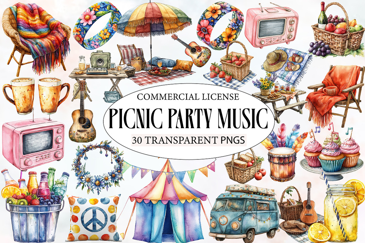 Picnic Party Music Festival Clipart, an Illustration by Designworld (Photo 1 of 5)