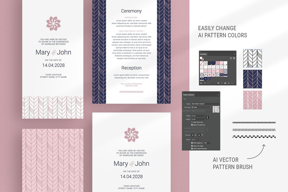 Navy & Pink Wedding Stationery, a Stationery Template by AsianElements (Photo 7 of 11)