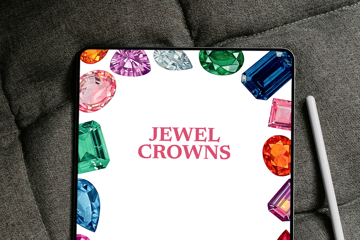 Color Crown Jewels – Watercolor Gems, an Object Illustration by CreativeValuation (Photo 10 of 12)