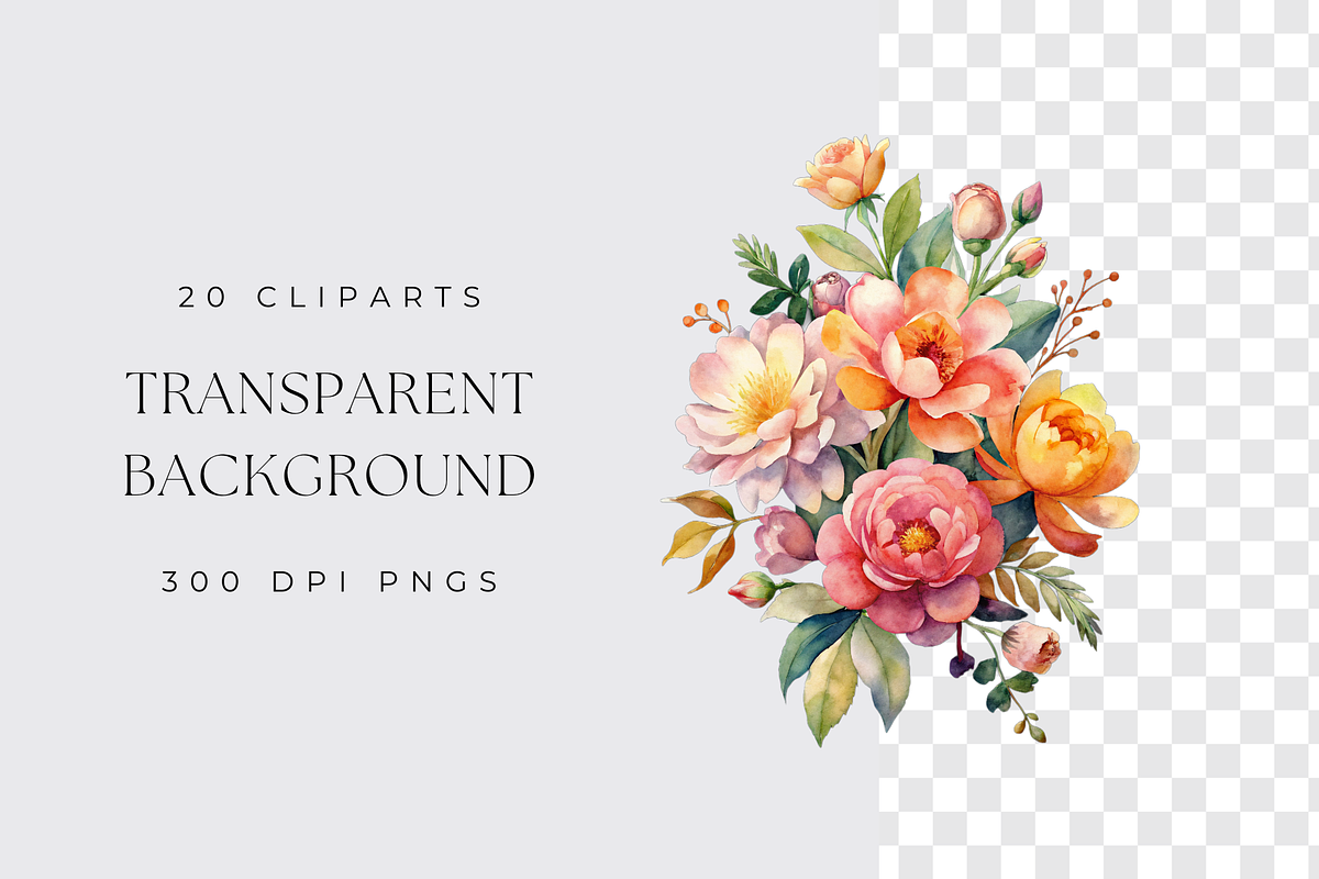 Pink and Orange Floral clipart, a Graphic by Velvet Muse (Photo 4 of 5)