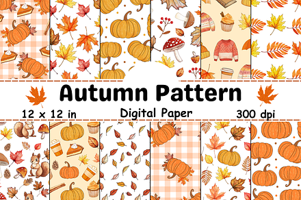Autumn Seamless Pattern, Fall PNG