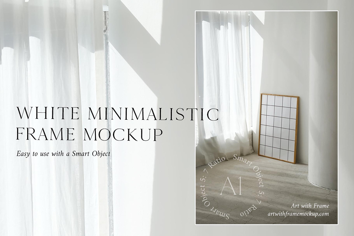 White Minimalistic Frame Mockup, a Product Mockup by ArtwithFrame (Photo 2 of 5)