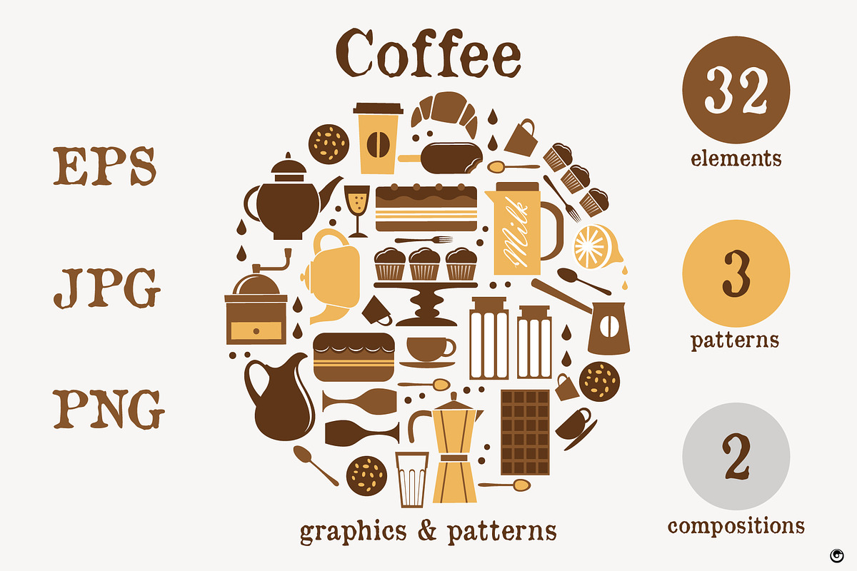 Coffee graphics and patterns, a Texture Illustration by Olillia (Photo 1 of 4)