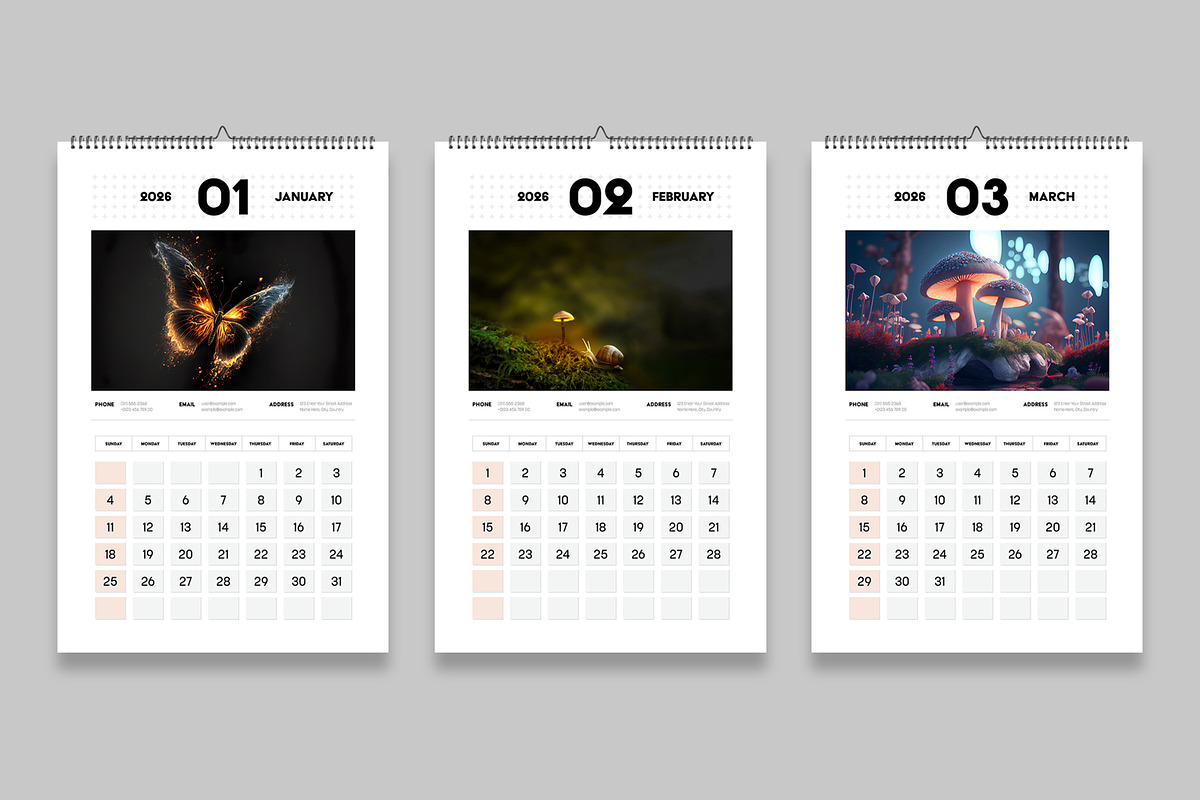 2026 Wall Calendar Template Layout, a Stationery Template by MightyDesign (Photo 2 of 8)