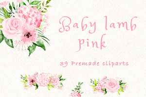 Baby Lamb Pink Nursery Clipart