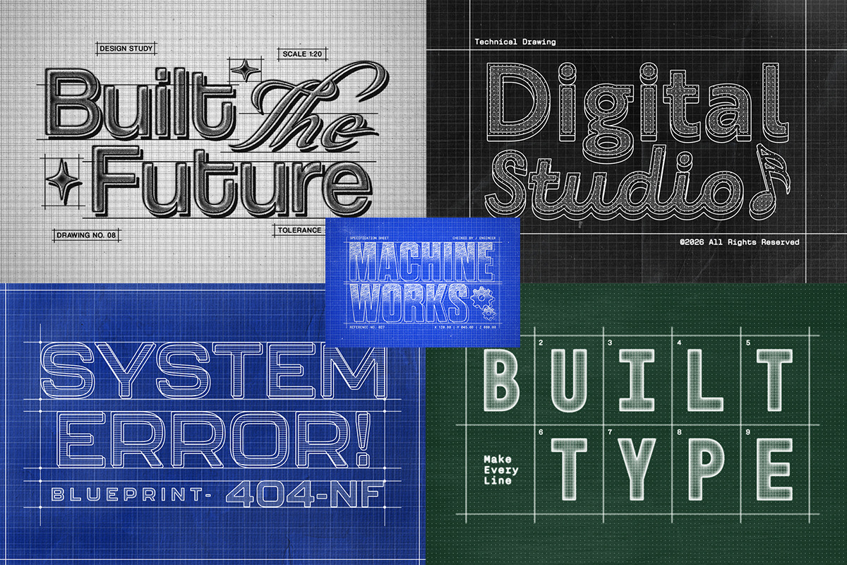 Technical Blueprint Text Effects, a Layer Style Add-On by Matsero (Photo 3 of 4)