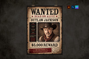 Vintage Wild West Wanted Poster, a Poster Template by BrandPacks (Thumbnail 1 of 6)