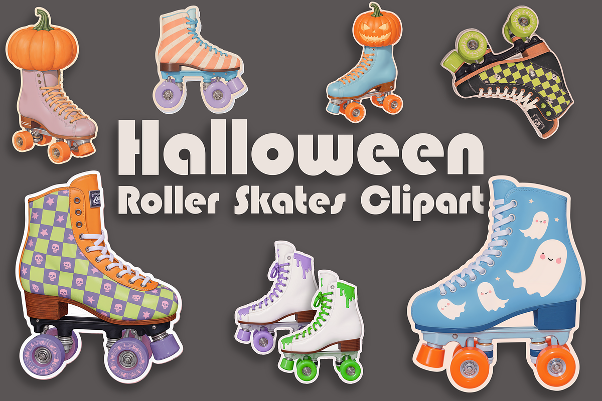 Halloween Roller Skates Clipart, an Object Graphic by Jakayla Digital Co (Photo 2 of 15)