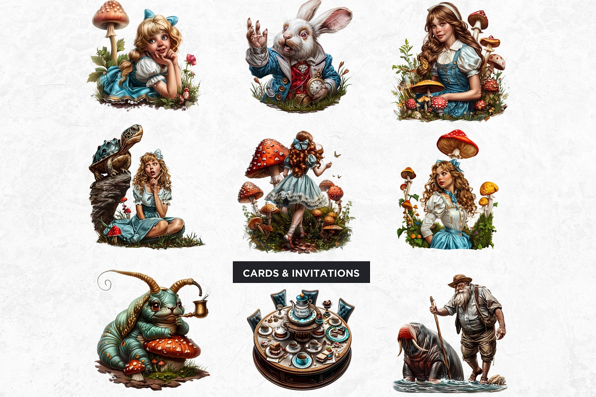 Alice in wonderland Clipart Set, a Person Illustration by ThatsDesignArt (Photo 4 of 11)