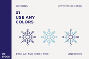 50 Snowflakes Icons, an Outline Icon by vo.stock (Thumbnail 3 of 6)