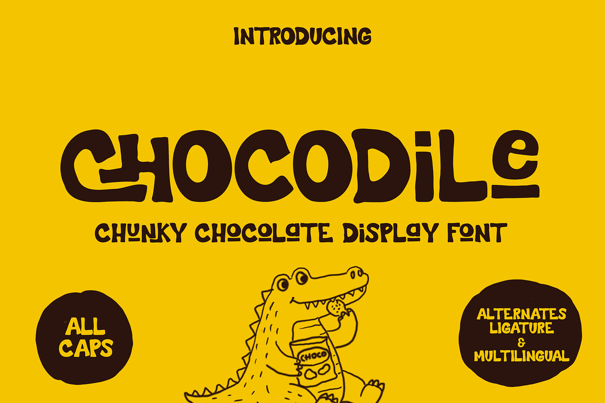 Chocodile - Fun Snack Typeface, a Sans Serif Font by Mockmenot (Photo 1 of 8)