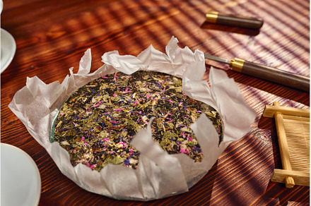 Dried herbal tea leaves mixed with