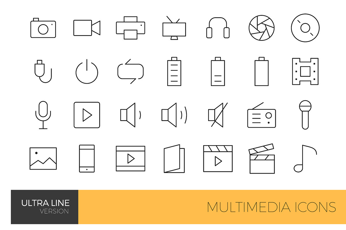 Multimedia Ultra Line icon set, an Outline Icon by Woo Graphics (Photo 2 of 3)