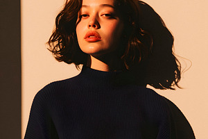 asian woman wearing a black sweater, generative AI, a Photo by Nito