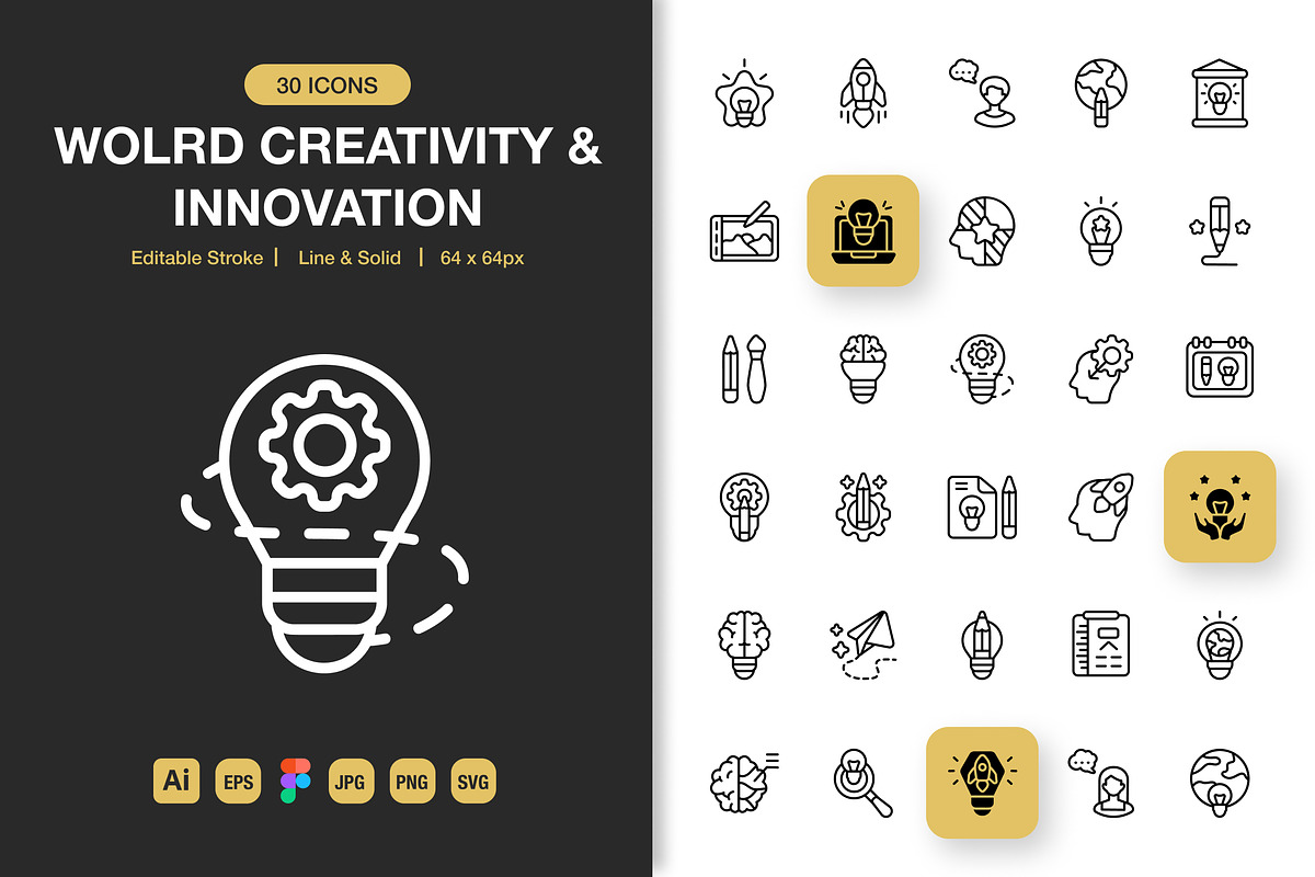 Wolrd Creativity & Innovation Icons, an Icon by Spacepixel Creative (Photo 1 of 3)