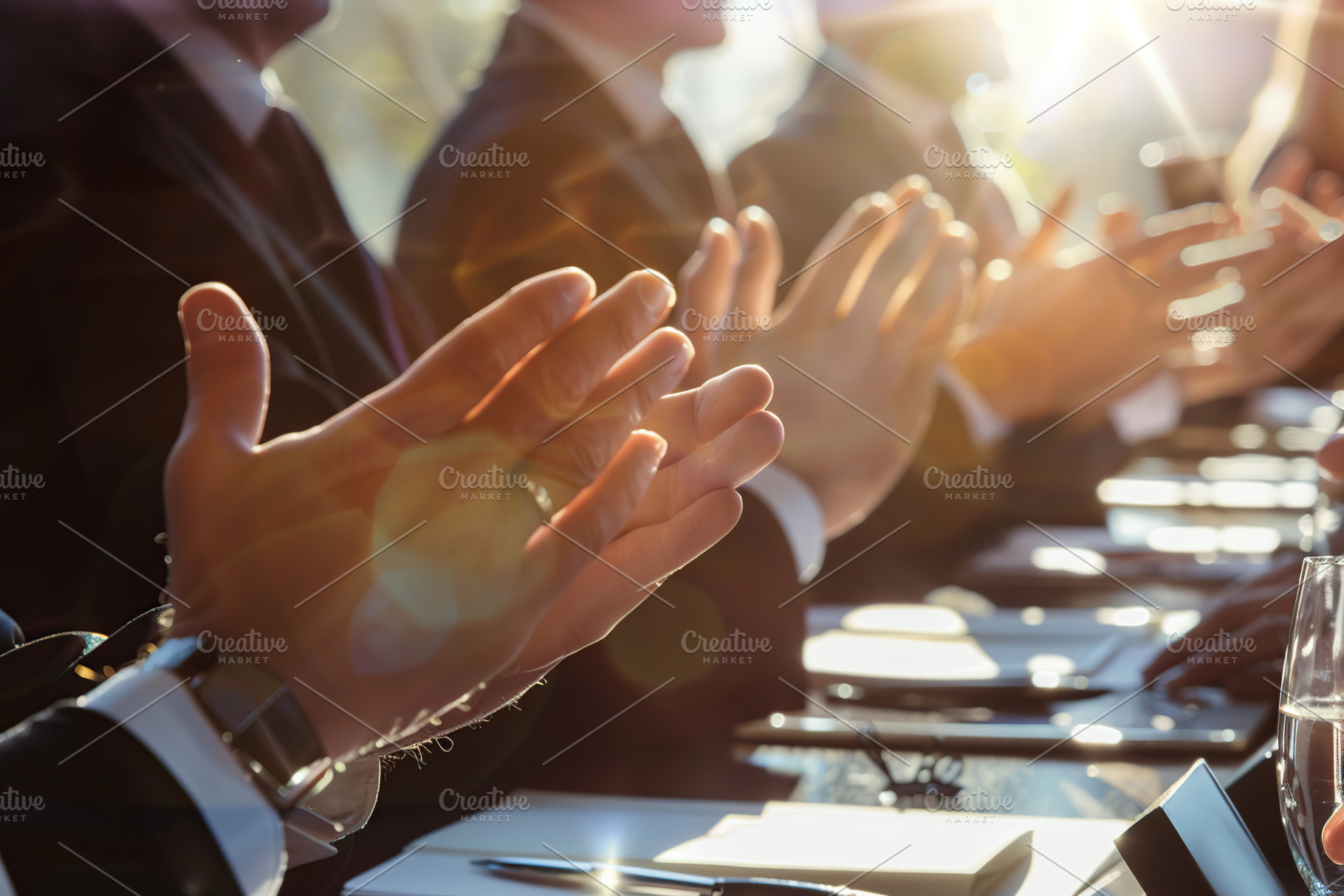 Contemporary business people hands clapping at conference, a Business Photo by AlyaAnd
