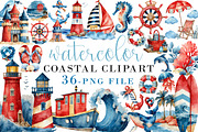 Watercolor Coastal Clipart, an Illustration by Libby Wishes (Thumbnail 1 of 7)