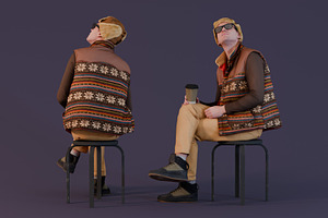 Stylish Seated Man In Winter Vest