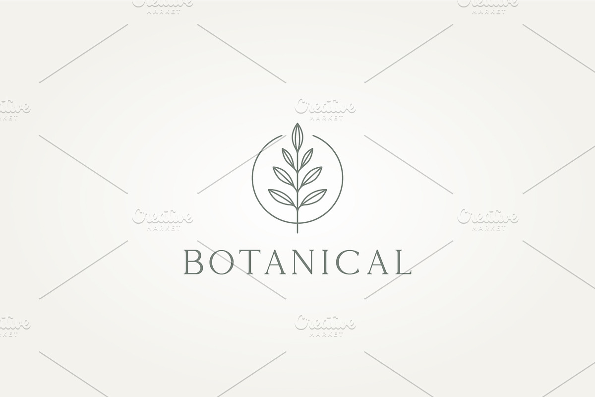 botanical leaves line art icon logo, a Branding & Logo Template by Blazybone