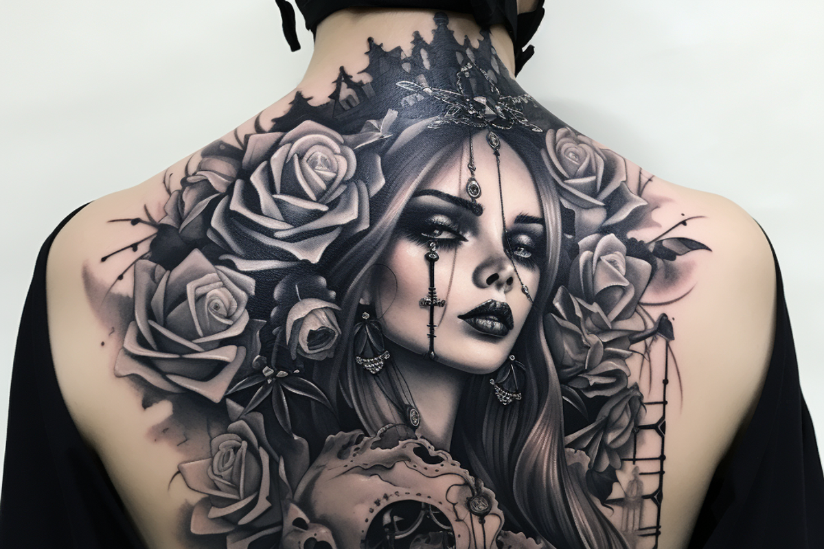 Gothic Girls tattoo flash bundle, a Brush Add-On by ProcreateInk (Photo 3 of 11)