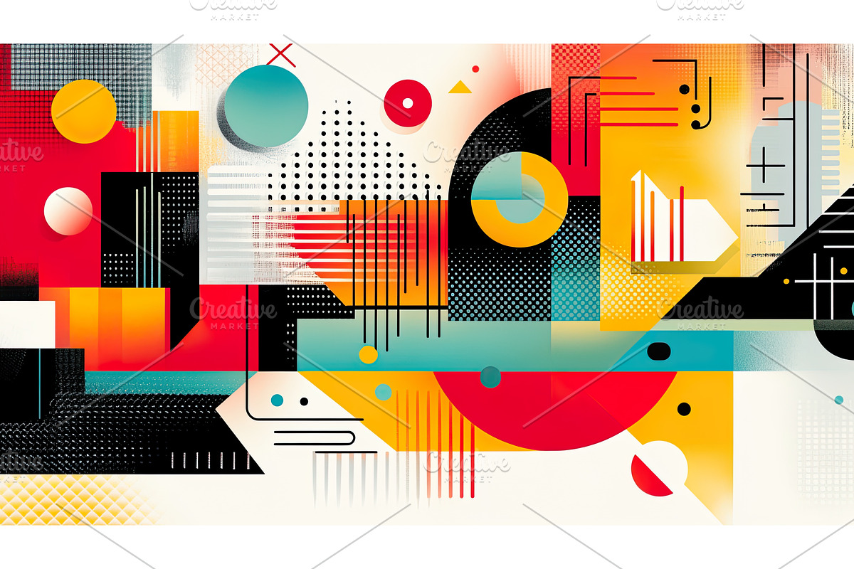 Abstract geometric art with vibrant, an Illustration by Lermont51