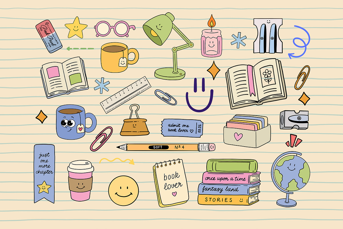 Cozy Reading Character Collection, an Education Illustration by Alina Sh (Photo 3 of 9)