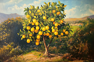 Bright Lemon Orchard Fine Art, a Decorative Illustration by Art Paradise Studios