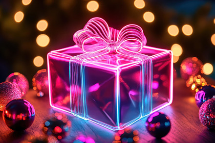 Colorful gift box illuminated with h, a Photo by Tanuart