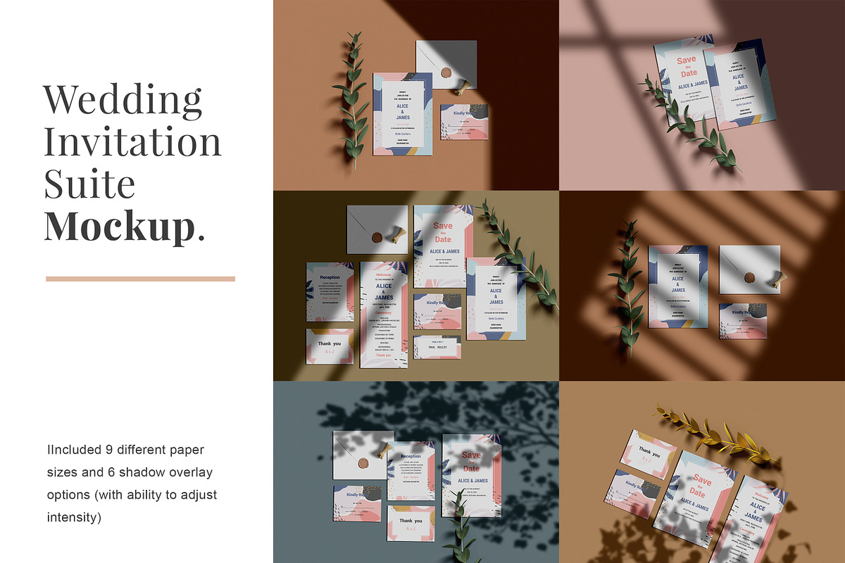 Wedding Invitation Suite Mockup, a Product Mockup by simuradi (Photo 1 of 9)