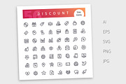 Discount Line Icons Set, an Outline Icon by Voysla's Shop (Thumbnail 4 of 4)