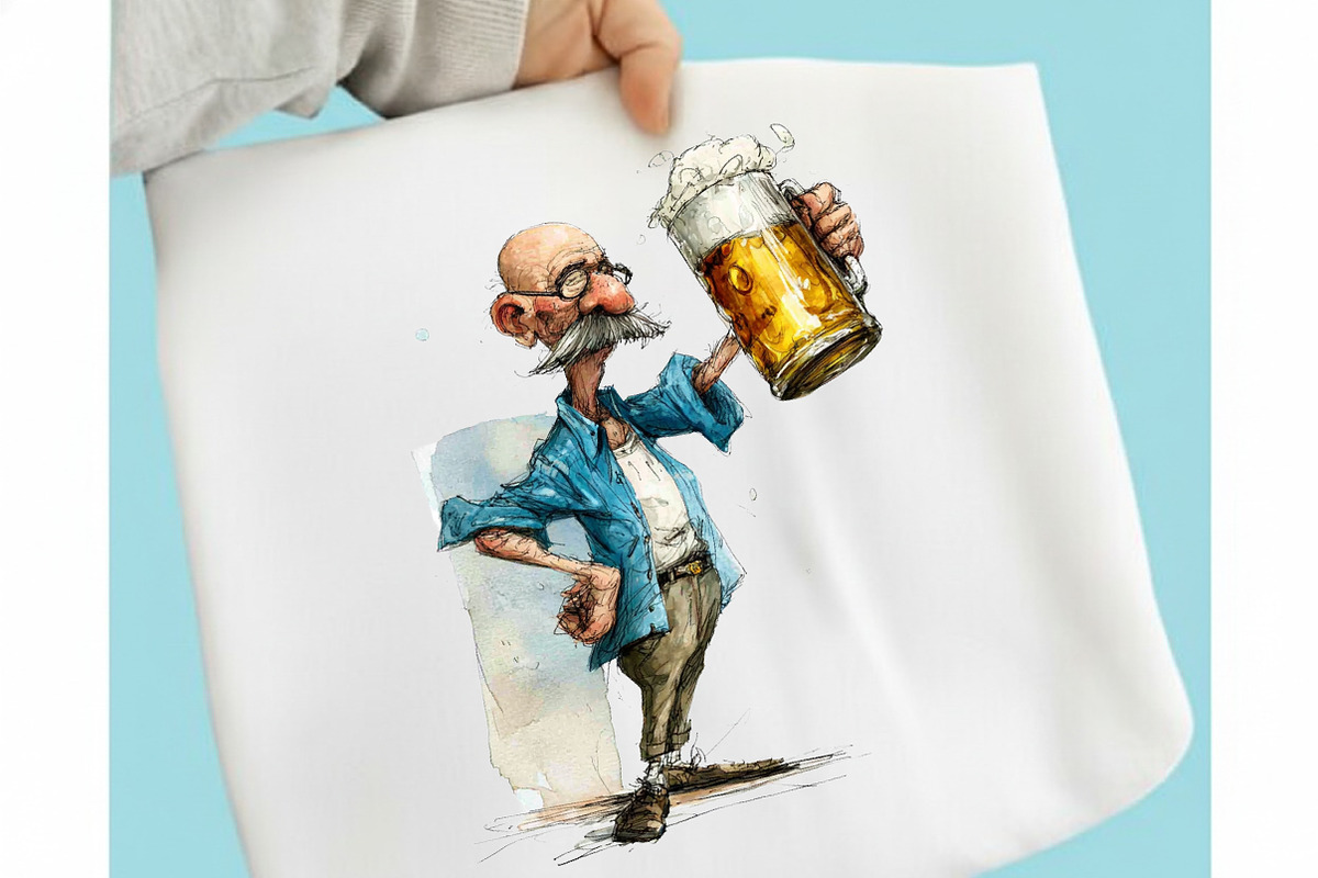 Funny Beer Drinking Grandpa Clipart, an Illustration by designcity5 (Photo 4 of 5)