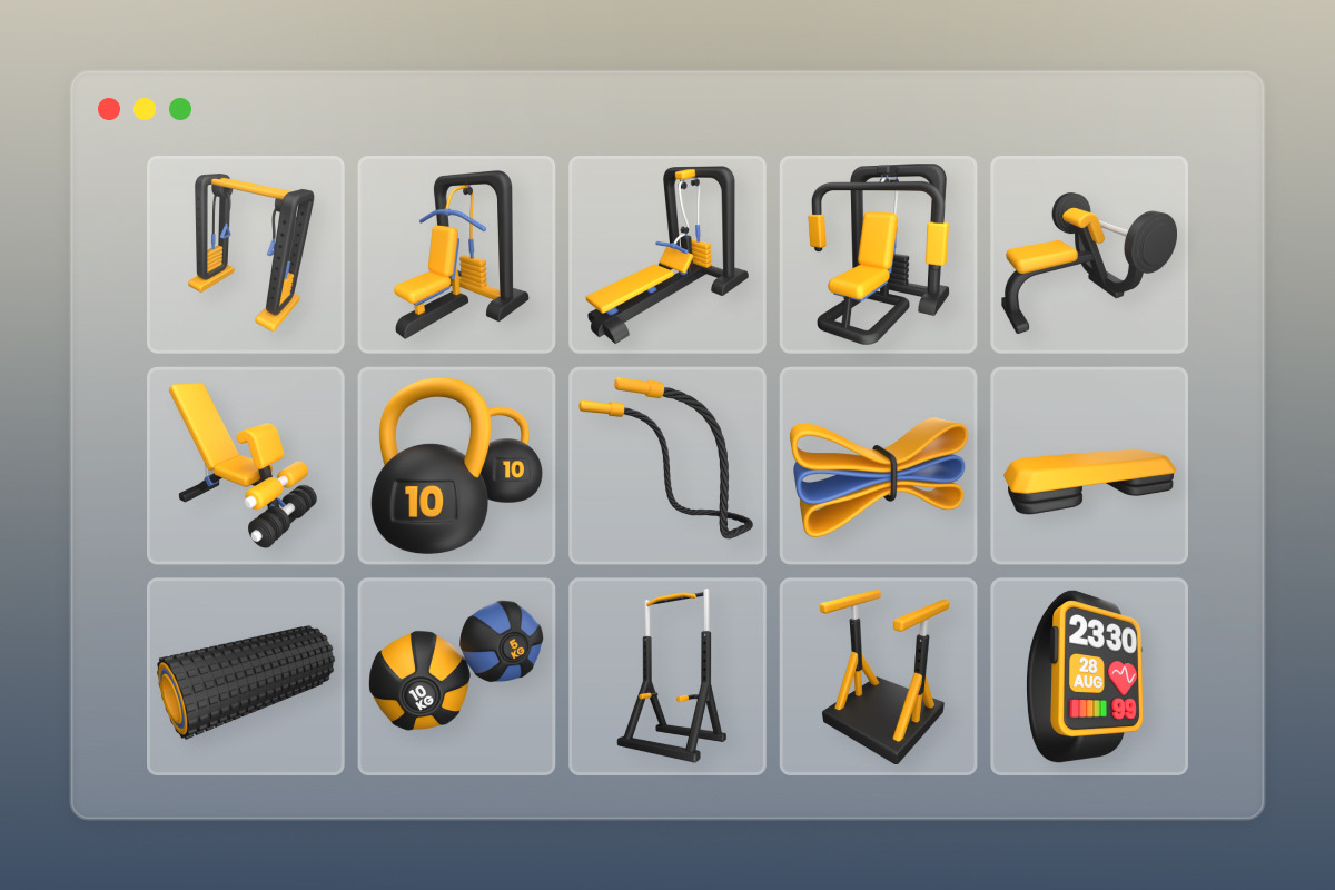 Gym Equipment 3D Icon Pack, a Healthcare Illustration by twinstd (Photo 7 of 7)