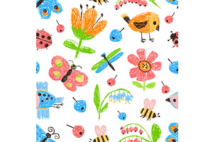 Kids Drawing Seamless Pattern