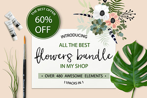 60%OFF Flowers Bundle 480 Elements