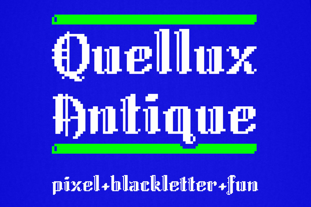 Quellux Antique - Pixel Blackletter, a Blackletter Font by Anna Richard Design (Photo 1 of 8)