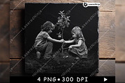 Children Planting Apple Tree Nature, a Background Graphic by LaseredNinja (Thumbnail 4 of 7)