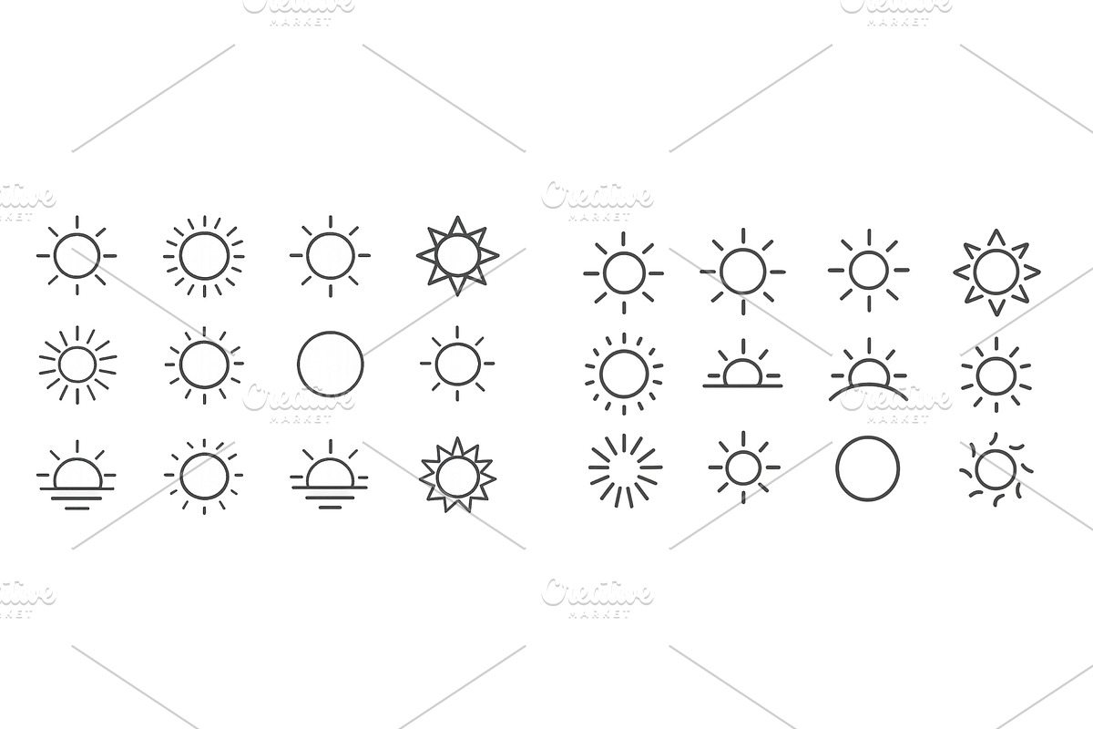 Sun symbols in various designs, an Illustration by ZinetroN
