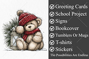 Whimsical Christmas Bear Clipart PNG, a Seasonal Illustration by Canvas Craft (Thumbnail 3 of 10)
