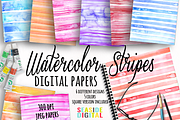 Watercolor Stripes Texture Papers, a Texture Graphic by Sinziana Romanescu (Thumbnail 1 of 11)