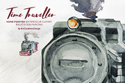 Watercolor Time Traveller Clipart, a Transportation Illustration by ArtCreationsDesign (Thumbnail 7 of 12)