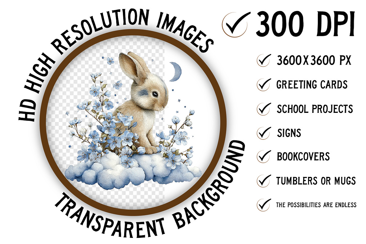 Watercolor Spring Rabbit Clipart Png, an Illustration by Craft Nest (Photo 2 of 11)