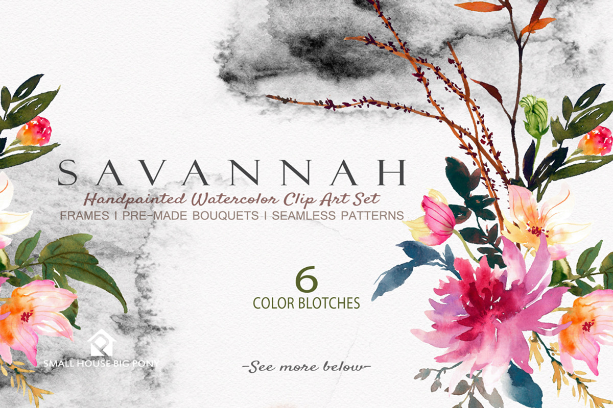 Savannah - Watercolor Floral Set, a Graphic by SmallHouseBigPony (Photo 4 of 12)