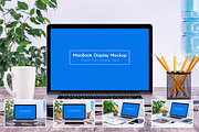 5 Workplace MacBook Display Mockups, a Mac Mockup by Textures & Backgrounds (Thumbnail 1 of 6)
