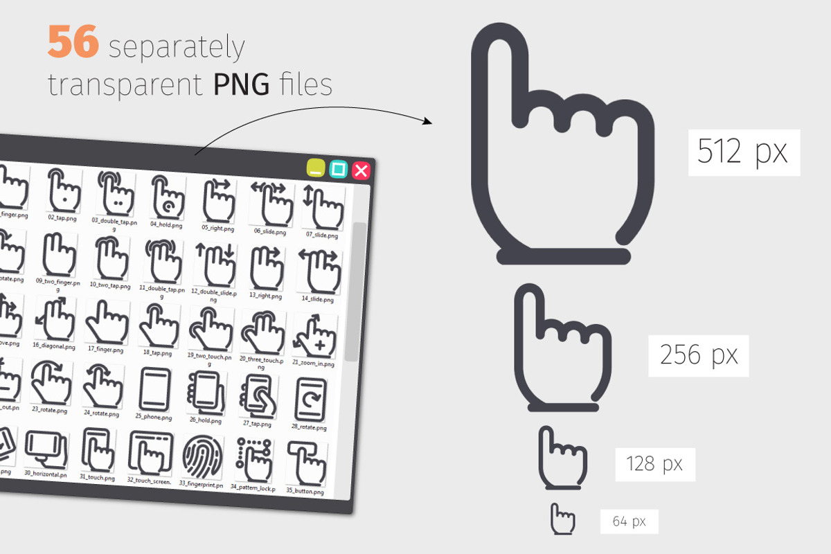 Gesture Line Icons Set, an Outline Icon by Voysla's Shop (Photo 3 of 4)