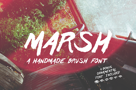 Marsh Hand Drawn Brush Font + Bonus