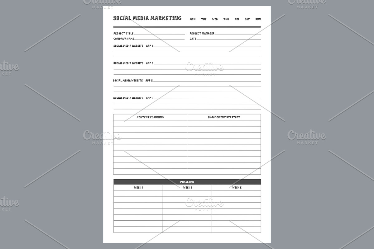 Social Media Marketing Planner Sheet, a Stationery Template by shahsoft (Photo 2 of 4)