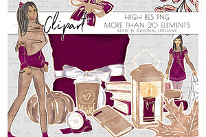 planner girl fall clipart, autumn